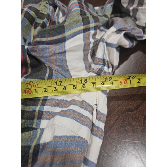 Julie Brown NYC Plaid Tiered Maxi Dress Holiday Winter Christmas Sz XL Green Red - Picture 7 of 8